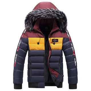 Buy blue Men Winter Hooded Thicken Jacket