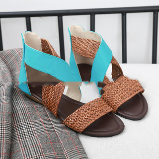 Buy turquois Bohemian Woven Belt Wedge Sandals