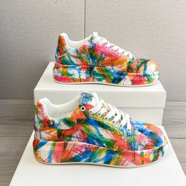 Graffiti Printed Casual Lace-up Sneakers