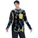 Men Long Sleeve Tie-dye Gold Velvet Shirt