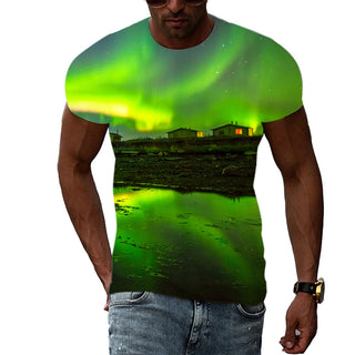 Buy cy70117 Trend Print Men&#39;s Aurora Pattern 3d T-Shirt