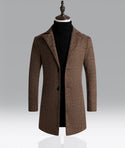 Men Snowflake Trench Mid-length Woolen Coat