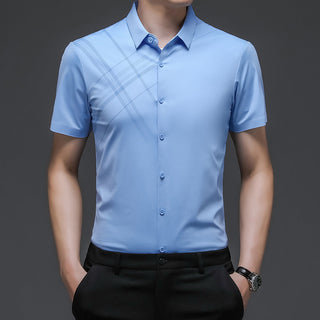 Buy sky-blue Men Woodpecker Nylon Short Sleeve Shirt