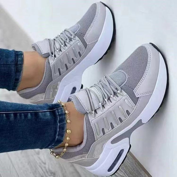 Women Lace Up Wedge Heel Sneakers