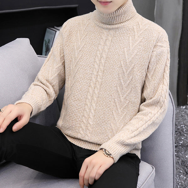 Men Casual Loose High Neck Sweater