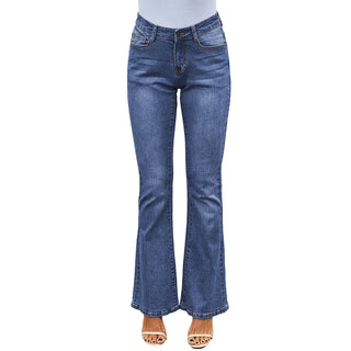 Buy light-blue High-waist Stretch Distressed And Thin Wide-leg Pants