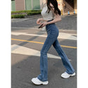 High Waist Crossed Hip Raise Slim Micro Flare Jeans