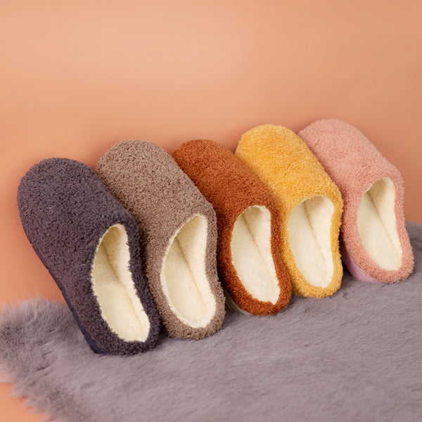 Solid Colored Wool Plush Slip-on Comfort Shoes